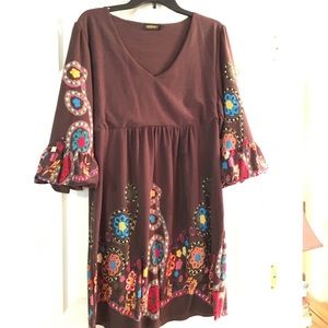 Brown and multi color flower dress tunic. EUC.